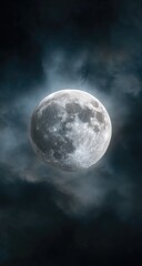 Full moon, dramatic clouds