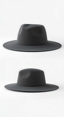 Gray Wool Fedora Hat, Front and Side View
