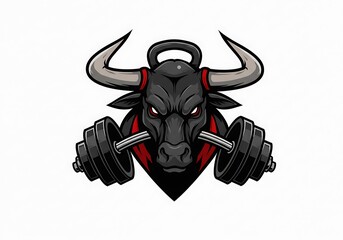 Strong Bull Lifting Weights Mascot Logo