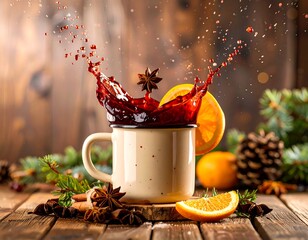 Spiced drink splash in mug (1)