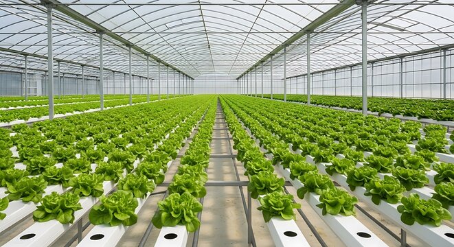Hydroponic lettuce cultivation in a greenhouse for sustainable agriculture production