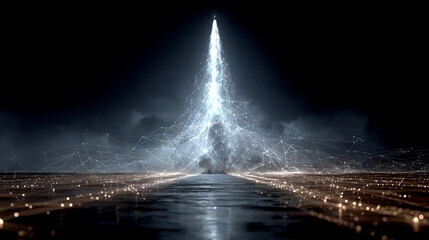 A stunning visual representation of technological advancement, showcasing a dynamic ascent into the future through light and energy.