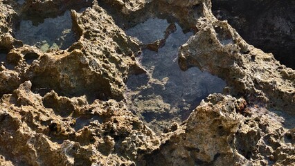 Rock formations with pools of water