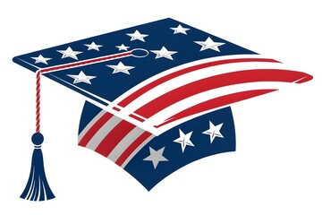 Obraz premium American colored logo graduation college hat