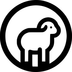 Minimalist black and white vector icon of a lamb. Clean, modern, scalable design for logos, stickers, or digital use.