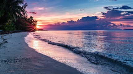 Show me the beach with a sunset