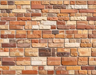 Obraz premium A brick wall with varying shades of red and beige