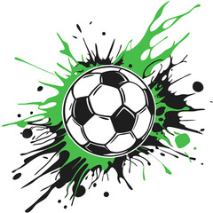 Soccer Ball Explosion Green Ink Splatter Graphic