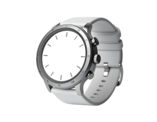 Stylish silver smartwatch with transparent background