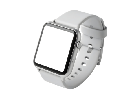 White smartwatch with transparent background - Powered by Adobe