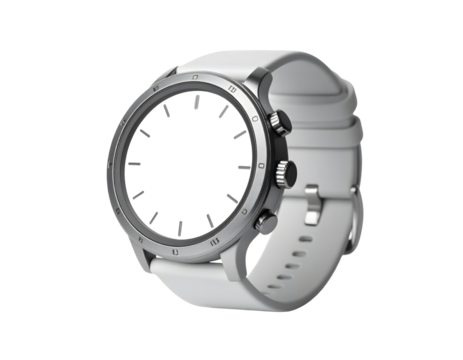 Stylish silver smartwatch with transparent background - Powered by Adobe