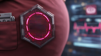 Side silhouette healthcare model holding glowing AI health orb in minimalistic futuristic ad concept soft ambient neon lighting patient monitor ECG in background