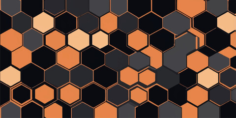 Obraz premium Seamless hexagonal honeycomb geometric grid pattern with yellow and orange tones, a vibrant vector design