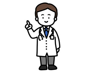 お医者さん全身イラスト　聴診器あり