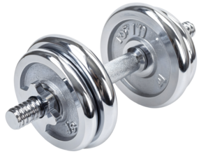 Chrome dumbbell isolated with transparent background