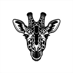 Naklejka premium Giraffe head, a black and white vector art