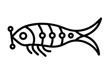 Minimalist line art of a fish with circles and stripes