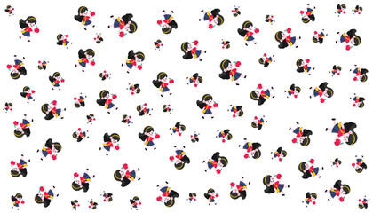 Vector Random Pattern Apple Girl Background