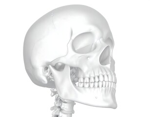 Human skull, three-quarter view, anatomy study