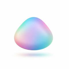 Obraz premium Abstract iridescent shape floating against a white background, vibrant colors.