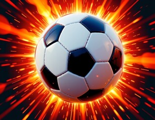 Obraz premium Dynamic Soccer Ball with Fiery Explosion Background