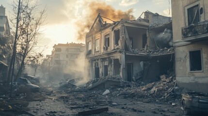 Houses reduced to ruins after fire and war.