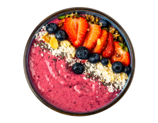 Fruit smoothie bowl with toppings
