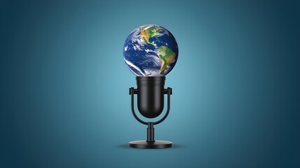 Creative layout for World press freedom day design. World and microphones combined with free text area. Translation: 10 January Working Journalist Day.