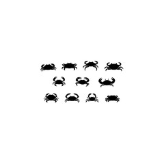 Silhouette animal sea crab collection set 