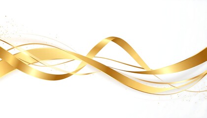 Abstract golden ribbons on white background