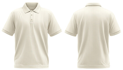 Cream polo shirt, front and back view