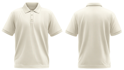 Cream polo shirt, front and back view