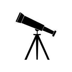 Silhouette of a telescope on a tripod stand on transparent background
