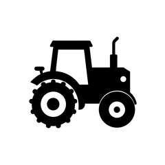 Obraz premium Illustration of a black farm tractor icon on transparent background