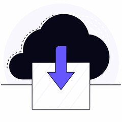 Sky blue cloud with a downward pointing arrow symbol