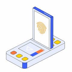Modern biometric fingerprint scanner technology illustration for security and identification