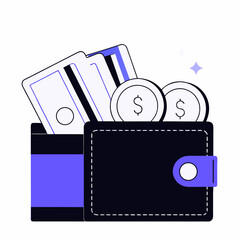 Modern digital wallet icon and illustration for mobile payments