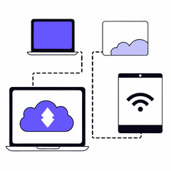 Cloud service icon for internet of things and smart technology applications