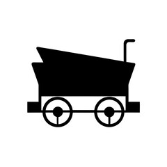 Illustration of a black mine cart vehicle on transparent background