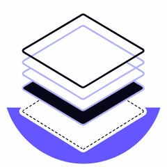 Abstract layered graphic element with geometric shapes and lines