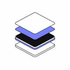Abstract layered graphic element with clean lines and geometric shapes