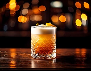 A layered cocktail on a bar