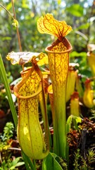 Vivid pitcher plants in a natural setting
