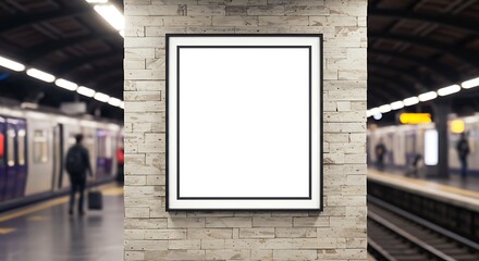 Blank Poster Mockup: Subway Station Wall