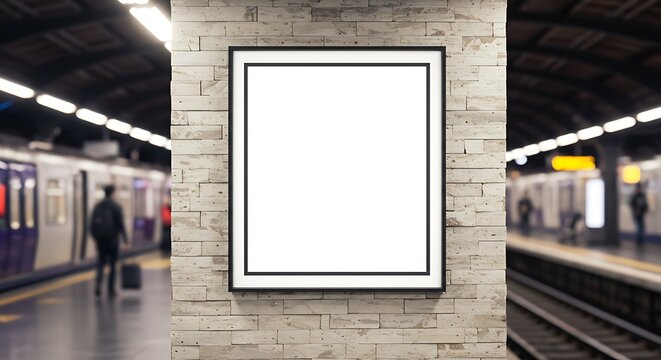Blank Poster Mockup: Subway Station Wall