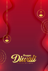 Naklejka premium happy diwali event red template with shiny effect
