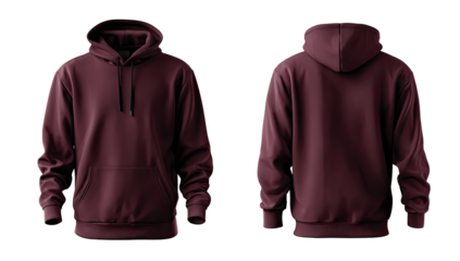 Burgundy hoodie, front and back view (2)