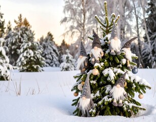 Winter Christmas gnome tree