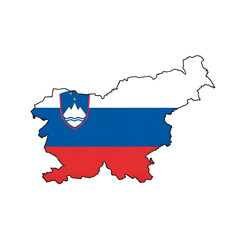 High Definition Flat Vector Map of Slovenia with National Flag Design Isolated on White Background