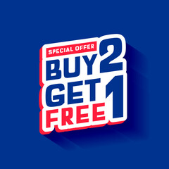 special offer buy 2 get 1 free sticker background design